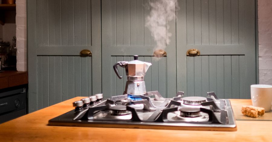 Brew up a deliciously strong espresso-style coffee with a stovetop moka pot, your quick caffeine solution.