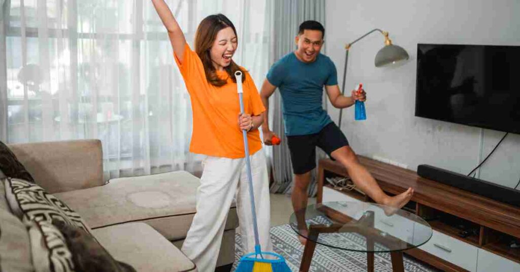 Household chores can double as physical activity to keep you moving when you work from home.
